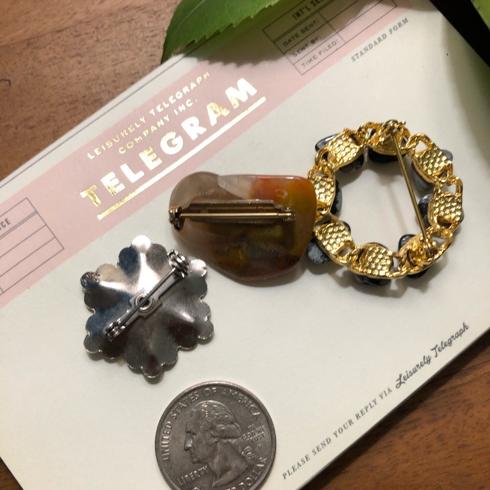 Nica Gemstone  Vintage Brooch Set - Picture 5 of 8